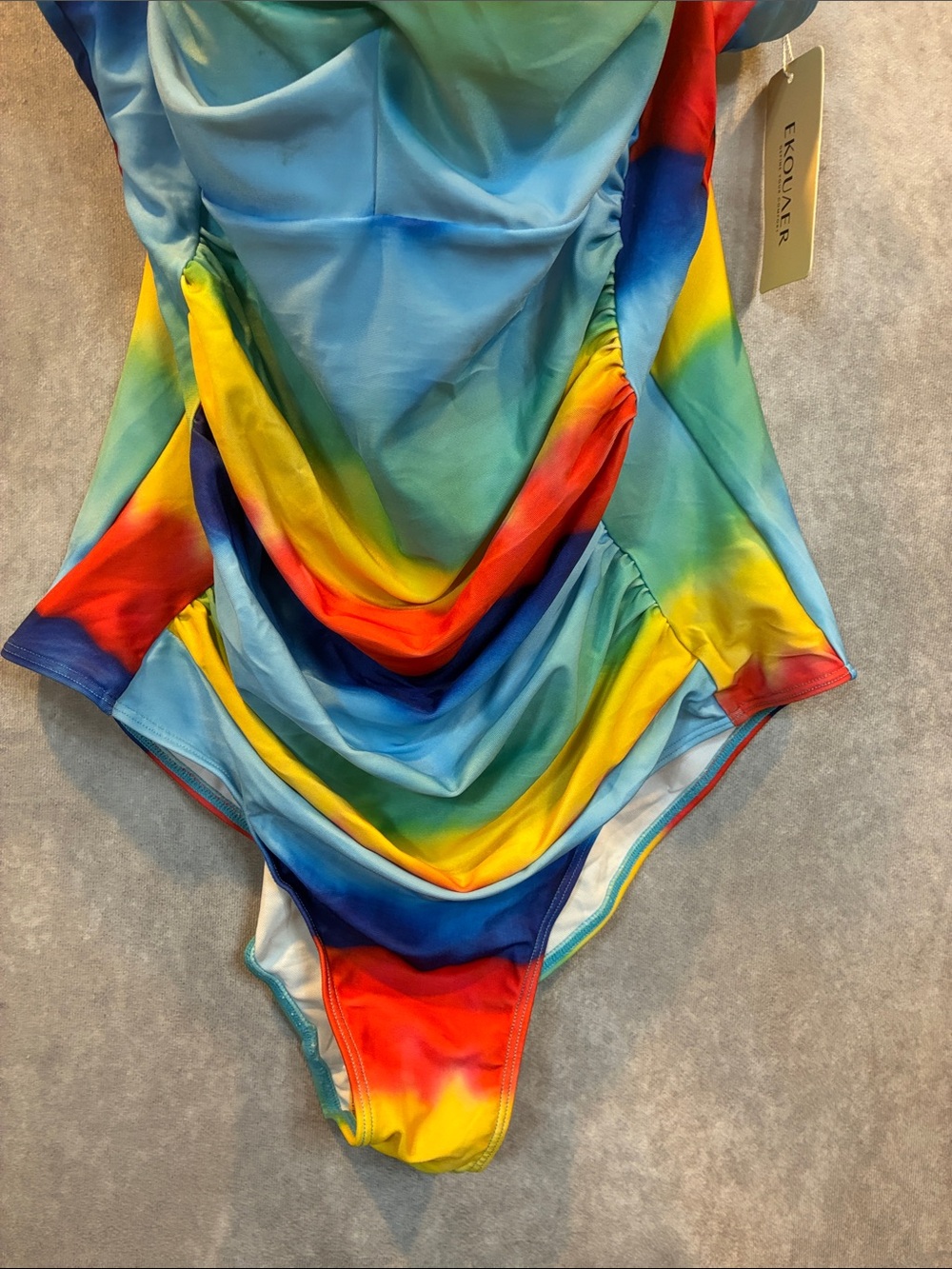 Multi-Color Ruched One-Piece Swimsuit - Picture 4 of 8